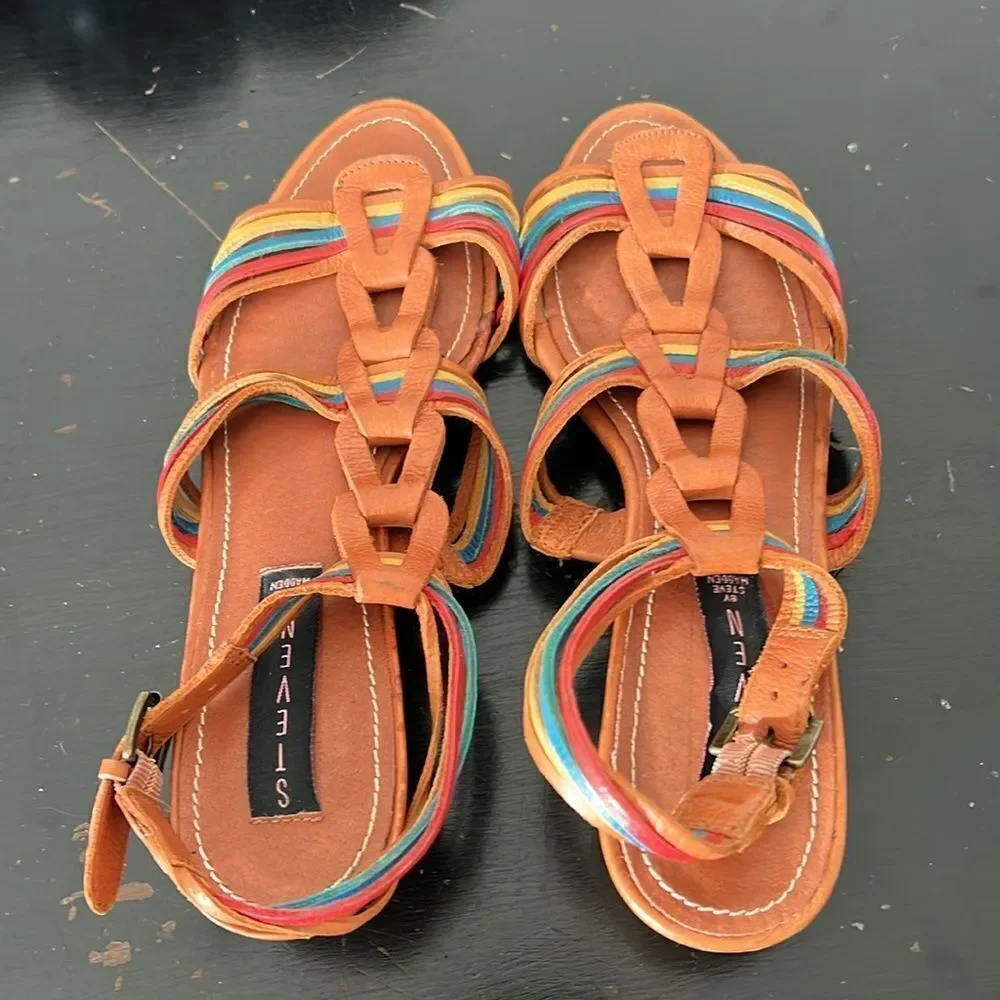 Steve Madden Jannis Sandals Leather Colorful Wedge